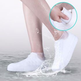 Vintage Rubber Boots Reusable Latex Waterproof Rain Shoes Cover Non-Slip Silicone Overshoes Boot Covers Unisex Shoes Accessories (Option: White-M)