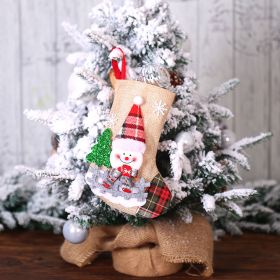 Christmas Socks Gift Bag Pendant (Option: Snow Head Linen Socks)
