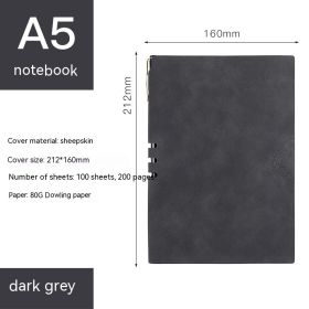 Sheepskin Notebook Business A5 Soft Leather Notepad (Option: A5-Dark Gray)
