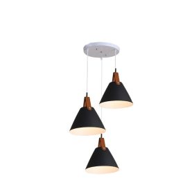 Nordic Dining Room Chandelier Creative Art Simple Personality Macaron Bedroom Bar Lamp (Option: Black disc-White light)