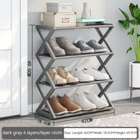 X-type Shoe Rack Simple Assembly Steel Tube Student Dormitory Multi-functional Storage Rack (Option: Gray-495X420X185Mm)