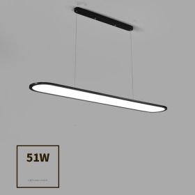 Modern Simple Creative Strip Bar Led Office Lighting Restaurant Chandelier (Option: Black plus size-warm light)