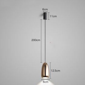 Net Celebrity Small Chandelier Led Creative Bullet Head Bedside Hanging Wire Lamp (Option: Gold-warm light)