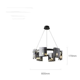 Modern Simple Glass Living Room Chandelier Bedroom Study Personality (Option: 6heads smoke grey-Tricolor light)