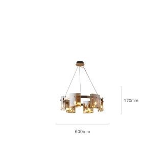 Modern Simple Glass Living Room Chandelier Bedroom Study Personality (Option: 6heads Amber-Tricolor light)
