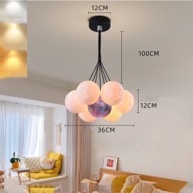 Bedroom Chandelier Nordic Lamps Creative Moon Bubble Lights (Option: Black 7pcs-Color ball 12cm)