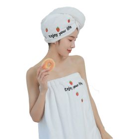 Women Can Wear Absorbent And Quick Drying Coral Velvet Bathrobes (Option: Cartoon Strawberry Style-Free Size)