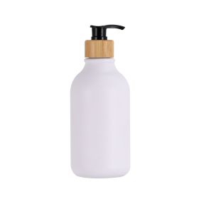Push Round Shoulder Frosted Lotion Bottle PET Plastic Shampoo Bottle Shower Gel (Option: Matte Bottle Black Bamboo-500ml)