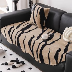 Autumn And Winter Plush Straight Row Sofa Cushion Shaped (Option: Coffee Color-90X120CM)