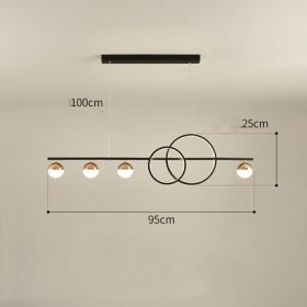 Rectangular Table Lamp Creative New Dining Room Bar Simple Modern Chandelier (Option: Black 95CM-White light)