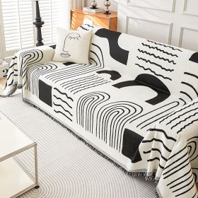 Modern Style Four Seasons Universal Chenille Secret Line Sofa Towel (Option: Secret Lines Black-180x130cm)