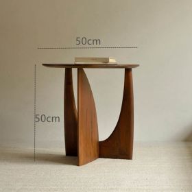 Round Solid Wood Side Table Geometric Designer Corner Table Black Bedside Table (Option: Walnut)