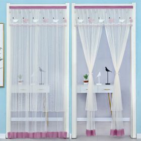 Double Yarn Lace Gauze Door Curtain Quiet Anti-mosquito Embroidered Living Room Bedroom Bathroom Universal Partition Home Decor (Color: Purple Beige yarn)