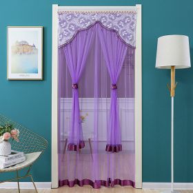 Double Yarn Door Curtain Anti-mosquito Embroidered Tassel Quiet Bedroom Living Room Bathroom Universal Partition Home Decoration (Color: 02 Purple)