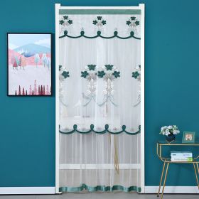Double Yarn Door Curtain Anti-mosquito Flowers Embroidery Mute Bedroom Living Room Bathroom Universal Partition Home Decoration (Color: Green)