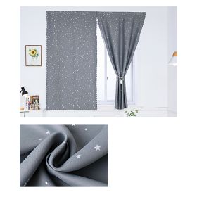 Solid Color Star Curtain White Tulle Hook&Loop No Punching Easy To Install Bedroom Girls Kids Adult Shading Simple Self-adhesive (Color: 03 Grey silver stars)