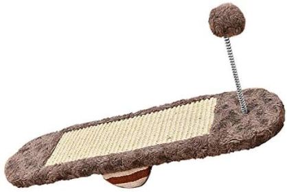 Cat Toy Scratcher with Ball Interactive Durable Kitty Seesaw Scratching Pad Pet Scratch Sofa Bed for Small Medium Cats (Color: Brown)