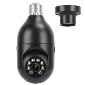 E27 WiFi Bulb Camera 1080P FHD WiFi IP Pan Tilt Security Surveillance Camera (Color: Black)