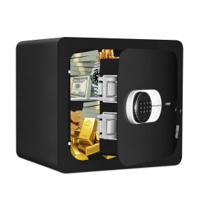 1.5 Cub Home Security Box for Storing Currency, Jewelry, and Valuable Documents (Color: Black)