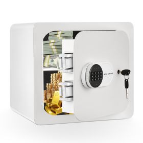 1.5 Cub Home Security Box for Storing Currency, Jewelry, and Valuable Documents (Color: White)