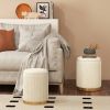 Velvet/Linen Fabric Storage Ottoman Set of 2