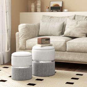 Velvet/Linen Fabric Storage Ottoman Set of 2 (Style: B)