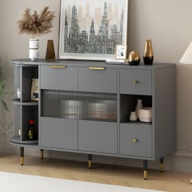 U_STYLE Rotating Storage Cabinet with 2 Doors and 2 Drawers, Suitable for Living Room, Study, and Balcony (Color: as Pic)