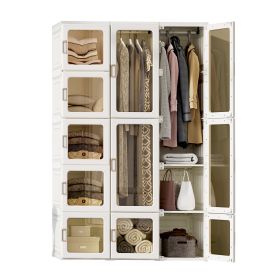 Portable Wardrobe Closets Bedroom ,Storage Organizer, Clothes Dresser, Closet Storage Organizer, White (Color: as Pic)