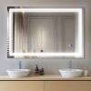 LED Lighted Bathroom Wall Mounted Mirror with High Lumen+Anti-Fog Separately Control+Dimmer Function