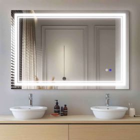 LED Lighted Bathroom Wall Mounted Mirror with High Lumen+Anti-Fog Separately Control+Dimmer Function (size: 60x40)