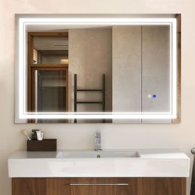 LED Lighted Bathroom Wall Mounted Mirror with High Lumen+Anti-Fog Separately Control+Dimmer Function (size: 55x36)