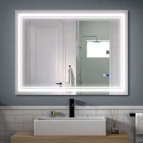 LED Lighted Bathroom Wall Mounted Mirror with High Lumen+Anti-Fog Separately Control+Dimmer Function (size: 48x36)