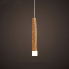 Nordic Solid Wood Matchstick Wooden Strip Pendant Light Post Modern Simplicity (Option: Ash single head-warm light)