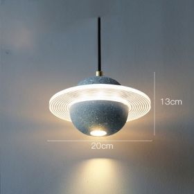 Planet Small Chandelier Red Single Head Bedroom Bedside Lamp (Option: Double light gray blue-220v)