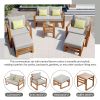 Outdoor Patio Wood 6-Piece Conversation Set, Sectional Garden Seating Groups Chat Set with Ottomans and Cushions for Backyard, Poolside, Balcony