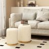 Velvet/Linen Fabric Storage Ottoman Set of 2