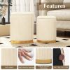 Velvet/Linen Fabric Storage Ottoman Set of 2