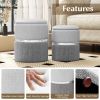 Velvet/Linen Fabric Storage Ottoman Set of 2