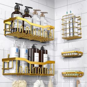 Stainless Steel Bathroom Rack Five-piece Suit (Option: Gold-Five Piece Set)