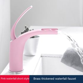 Household Wash Basin Copper Hot And Cold Water Faucet (Color: pink)