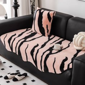 Autumn And Winter Plush Straight Row Sofa Cushion Shaped (Option: Pink Color-90X240CM)