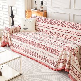 Modern Style Four Seasons Universal Chenille Secret Line Sofa Towel (Option: Moroccan Lines Red-180x340cm)