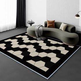Living Room Carpet Fully Covered Bedroom And Household Sofa Table Carpet Bedside Stain-resistant Non-slip Foot Mat (Option: Rule Series Hexagon-100120cm Crystal Velvet)