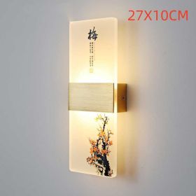 Plum, Orchid, Bamboo, Chrysanthemum LED Bedside Lamp (Option: Plum blossom-27x10cm-Tricolor light)
